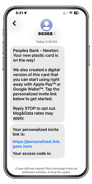 Phone with sample text message